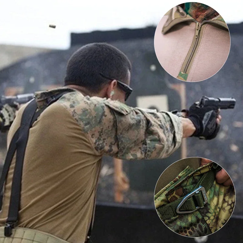 Men's Tactical Suit +Pads Combat Shirt Cargo Pants Military Uniform T-Shirts Sniper Combat Shirt Army Camo Outdoor Men Suits 4