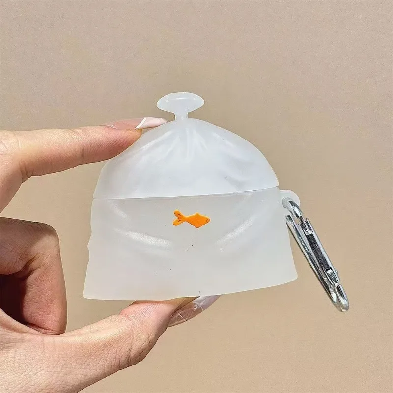 Cartoon Stereoscopic Creative Fun White Goldfish Bag Silicone Headphone Cover For Apple AirPods1/2 Pro/Pro2 3 4 Soft Case