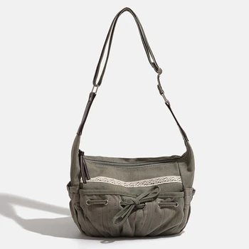 2025 New Designer Women Casual Shoulder Bag Y2K Aesthetic Streetwear Drawstring Handbag Vinage Crossbody Bag Denim Bag 1