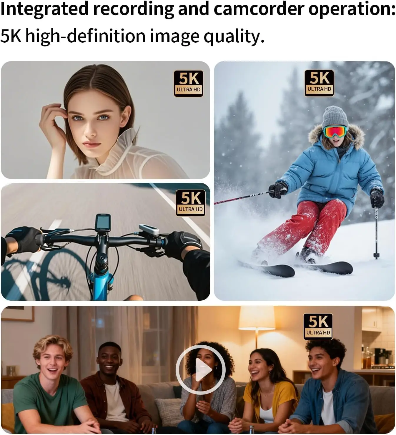 5K HD 휴대용 비디오 카메라 포켓캠 270 ° 회전 렌즈 스포츠 카메라 야외 여행 사이클링 하이킹 브이로그 레코더