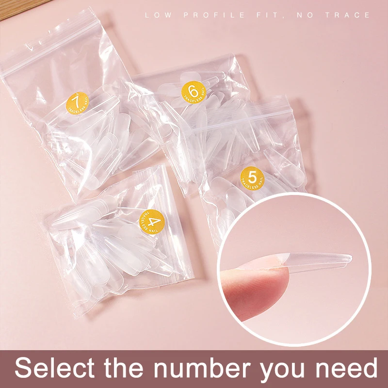 Description Picture 5 of itemSingle Size Traceless Fake Nails 0-7 Different Sizes 50Pcs/Bag Acrylic Gel Ballet Coffin Stiletto Full Cover False Nails