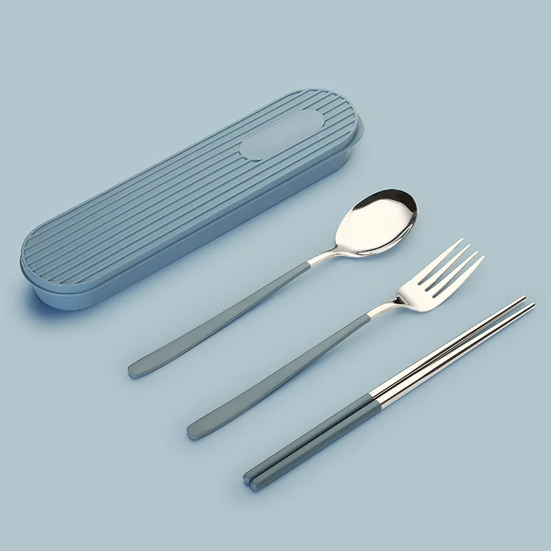 

Set Portable Stainless Steel Tableware Fork/Spoon/Chopsticks Set Single Portable Tableware Box Work Tableware 3-piece Set