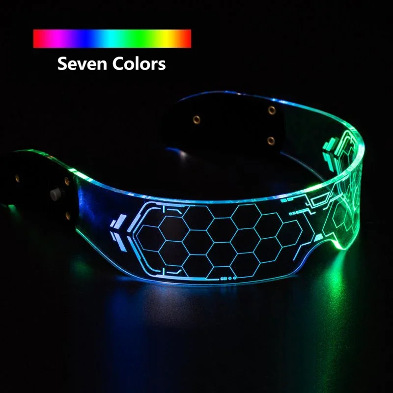 

7 Color Decorative Grow Glasses Colorful Luminous Goggles LED Light Up Eyeglasses for Bar KTV Halloween Christmas Birthday Party