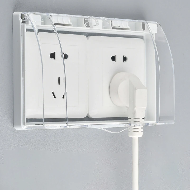 Electric Outlet Cover Box Waterproof Sticky Wall Socket Cover Double Position Thickened Babyproof Outlet Plug