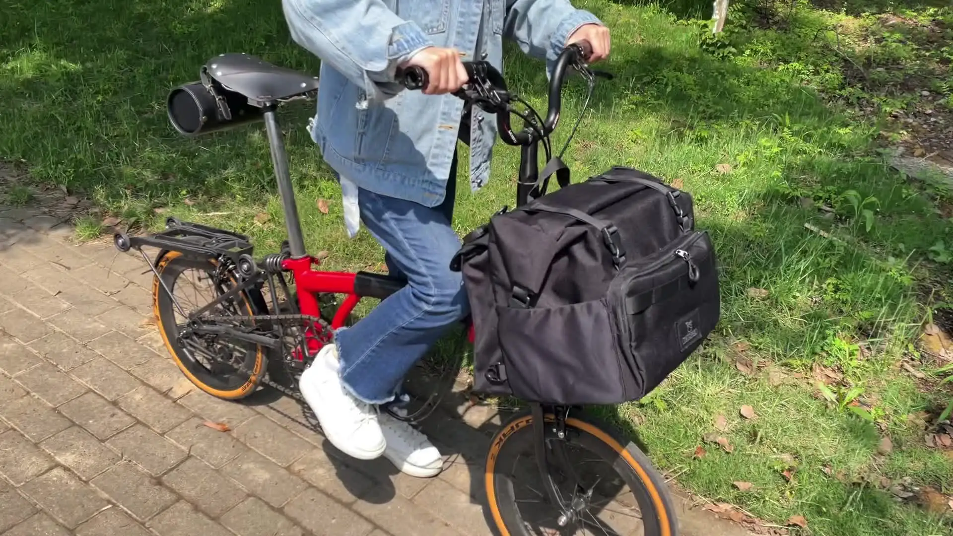 Twtopse-折りたたみ式自転車バックパック,ポニーロールトップ