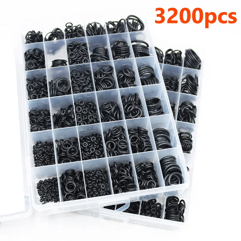 O ring gasket Sealing washers Total 3200 O Ring CS1.0-3.1mm Sealing Washer Black NBR O-ring Automotive Repair Plumbing Gaskets Oil Resistant High Temperature