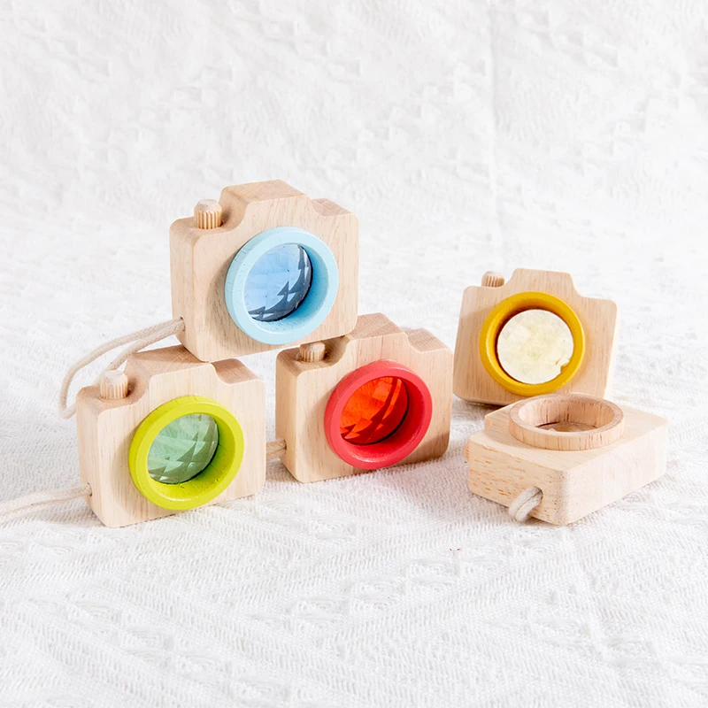 Baby Wood Colorful Camera Kaleidoscope Children Toys Rainbow Wooden Toys for Kids Learning Early Educational Game