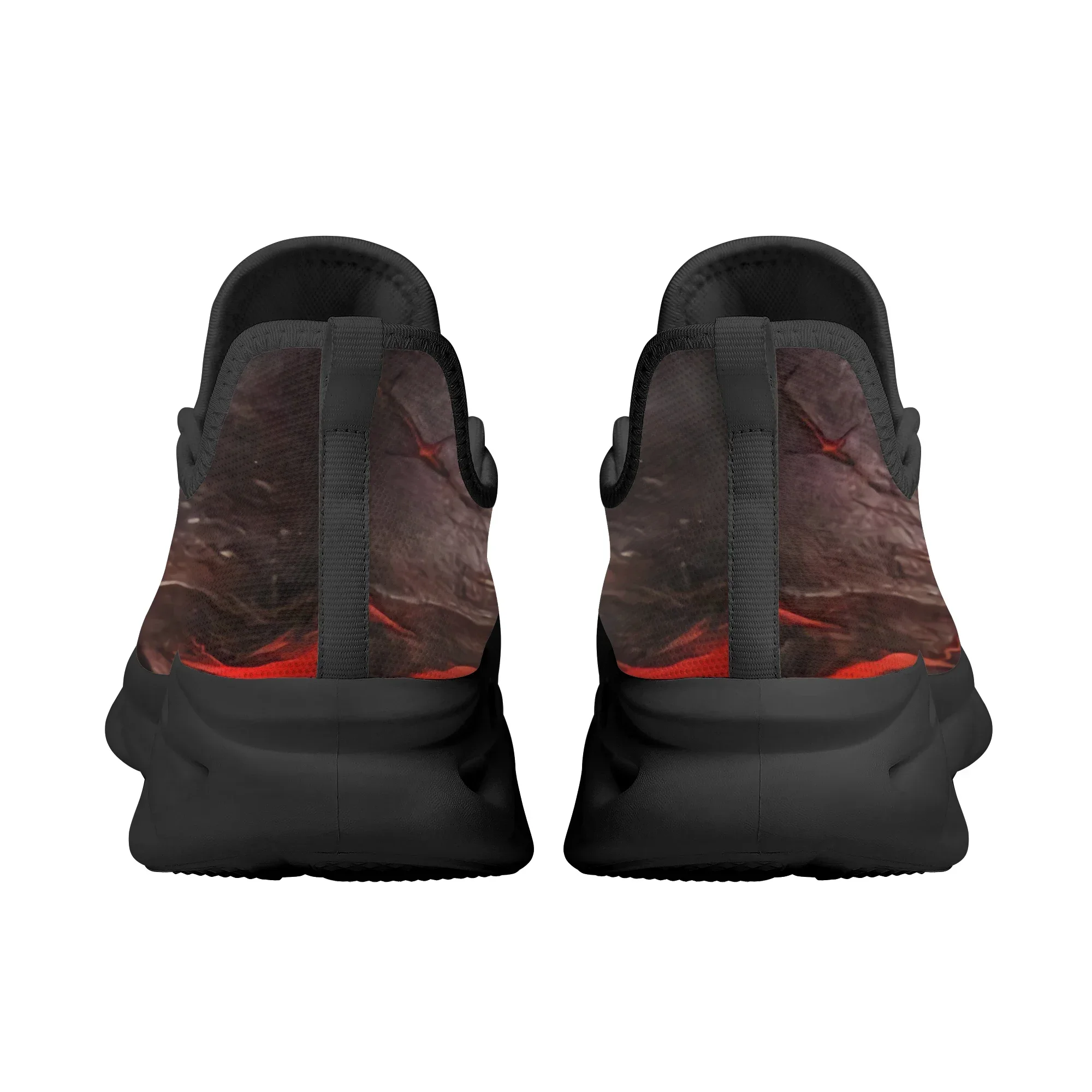 Flaming Skull Print Soft Sole Mesh Lace Up Shoes Elegant Comfortable Ladies Flat Shoes New High Quality Non-slip Sneakers Female