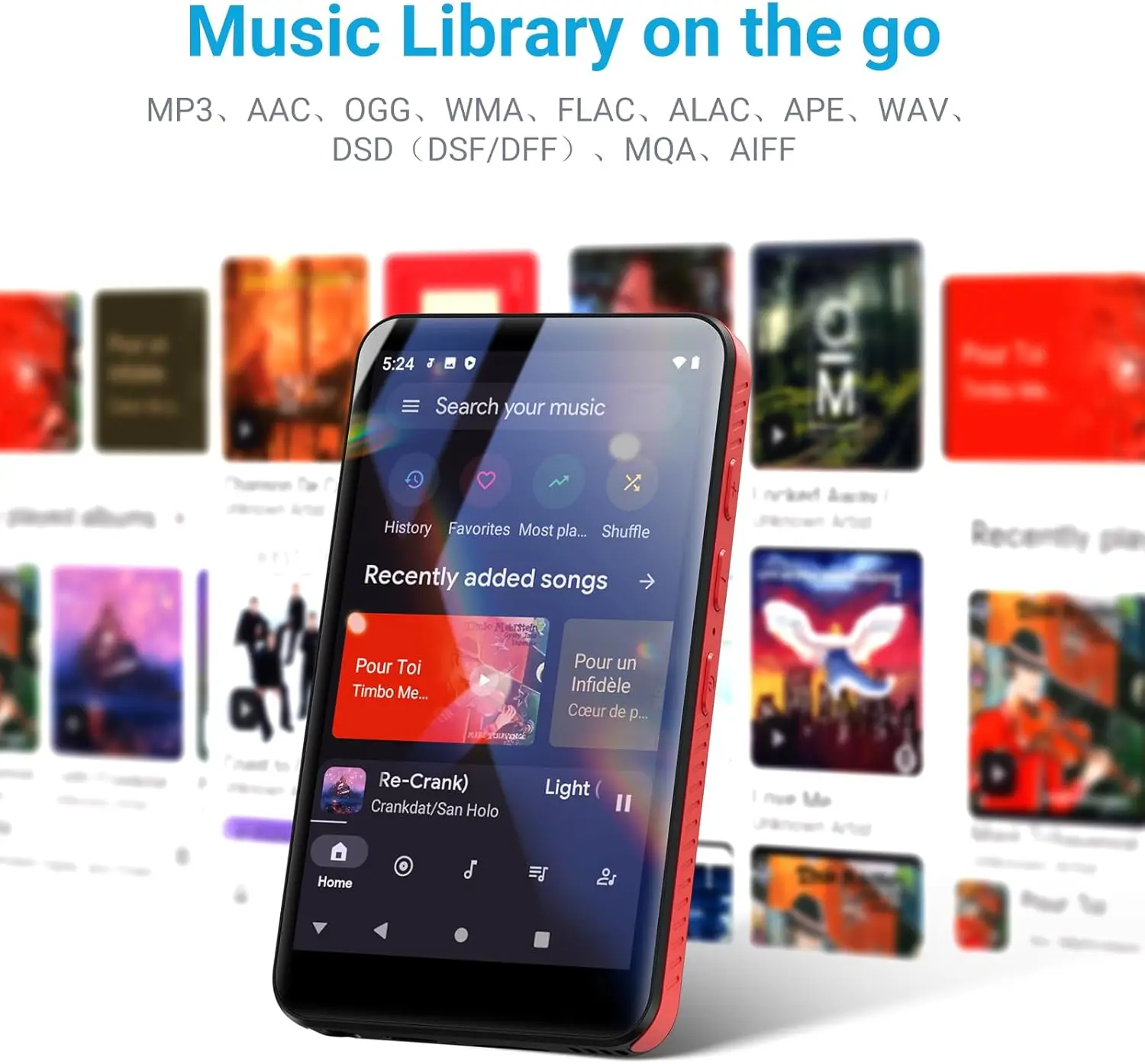 96GB（64GB+32GB) MP3 Player with Bluetooth and WiFi, MECHEN Android 10 OS with 4" Touchscreen and Speaker,with Spotify,Play Store