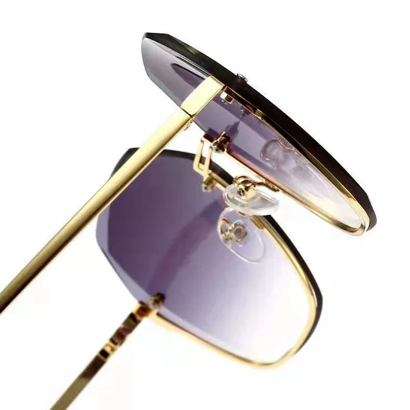 Vintage Rimless Pilot Sunglasses Women Men Retro Cutting Lens Gradient Sun Glasses UV400,vintage sunglasses,women sunglasses