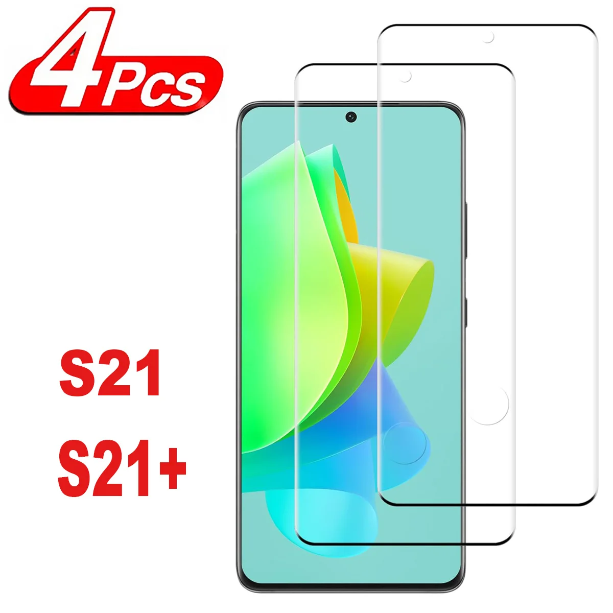 

2/4Pcs Tempered Glass For Samsung Galaxy S21 + S22 Plus Curved Ultrasonic Fingerprint Screen Protector Glass