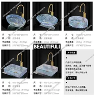 อ่างล้างหน้าแบบตั้งโต๊ะโรงแรม RR Glass อ่างล้างมือ อ่างล้างหน้าแบบหล่อขึ้นรูปด้วยคริสตัลเคลือบสีสันสดใสแบบโปร่งใสสำหรับระเบียง 6