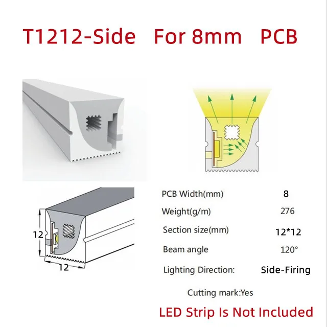 thumbnail image 1 of Tira de luces LED de neón flexible de 1 a 5 m/pieza con carcasa de perfil para empotrar, resistente al agua, IP67, para decoración de exteriores, 1 of 5