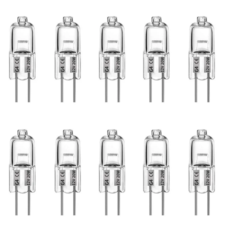 

10 Pcs AC/DC 12V 20w Super Bright G4 Halogen Bulb Halogen Light Lamp JC Type Clear Tungsten Halogen Mini Lamp Light Blubs