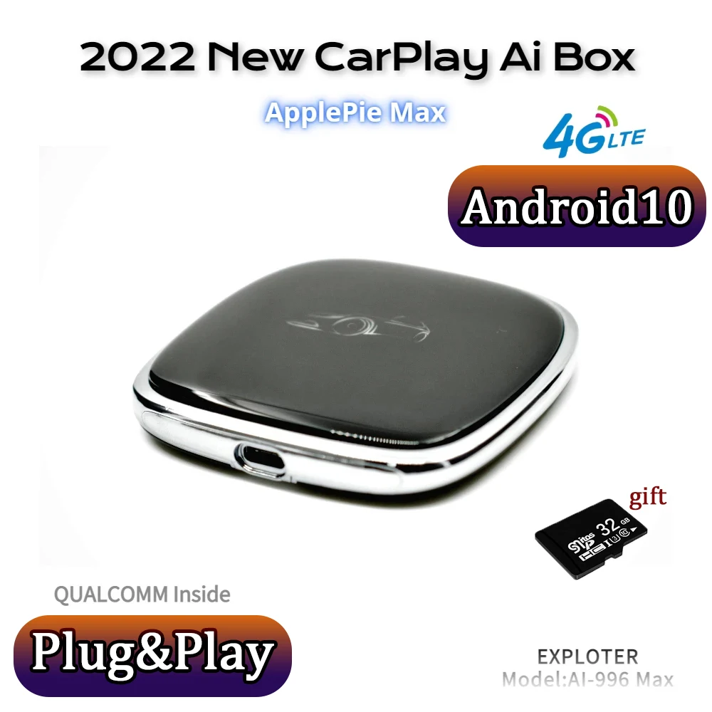 

UX999 PRO MAX Car AI Box Android10 Wireless CarPlay Android-auto 4G LTE SIM Mirror Shell Qualcomm 8 Core USB Youtube Netfix Free