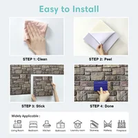 10 ชิ้น 3D Faux หิน Peel และ Stick ผนังแผง, Self Adhesive กระเบื้องห้องครัว Backsplash, 3D สติ๊กเกอร์ติดผนังสติกเกอร์ 30 ซม. x 30 ซม. 6