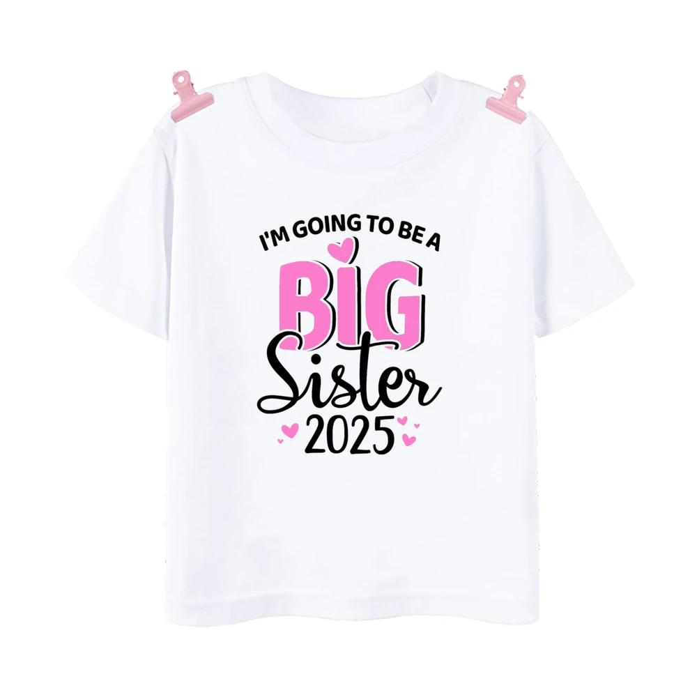 I'm Going To Be A Big Sister Printed Girls Shirt Tee Pregnancy Announcement Kids T-shirt Child Summer Short Sleeve Clothes Tops 4