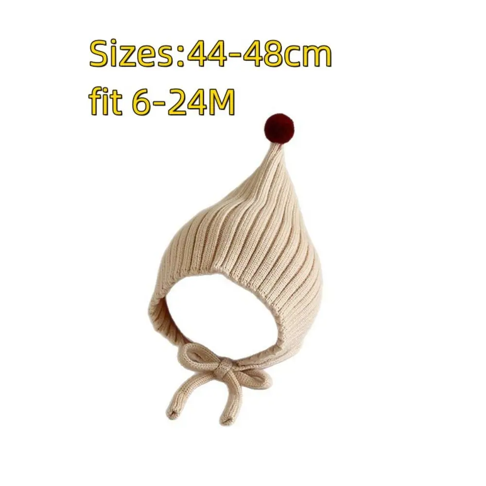 New Solid Color Knitted Hat Lacing Design Woolen Ear Protection Pullover Hats Warm Winter Hat
