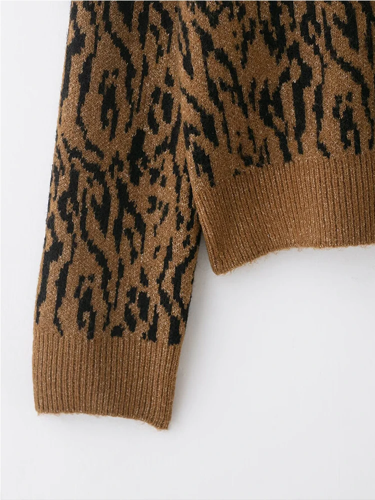 Casual Chic Women Cardigan Long Sleeve Vintage Animal Jacquard Knitting Cardigans 2025 Autumn Winter Elegant Sweater Coat
