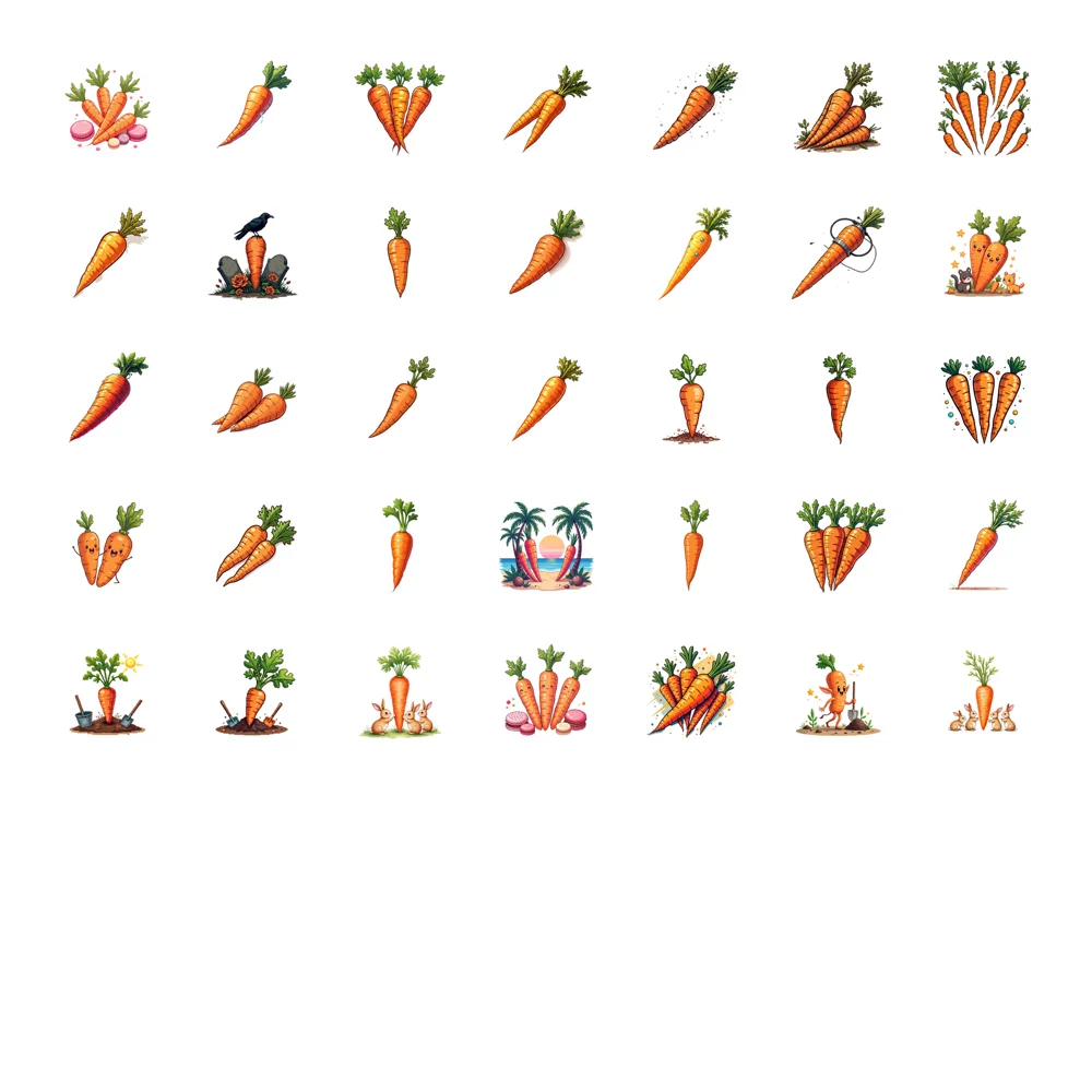 Cartoon Waterproof Carrot Theme Stickers For Water Bottle Laptop Phone Cases Planner Skateboard Luggage Party Favor Decor