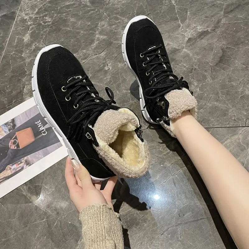 Hot Selling Large Size 43 Women's Boots Autumn and Winter Woman Round Toe Tie Up British Style Flanged Casual Ankle Boots New