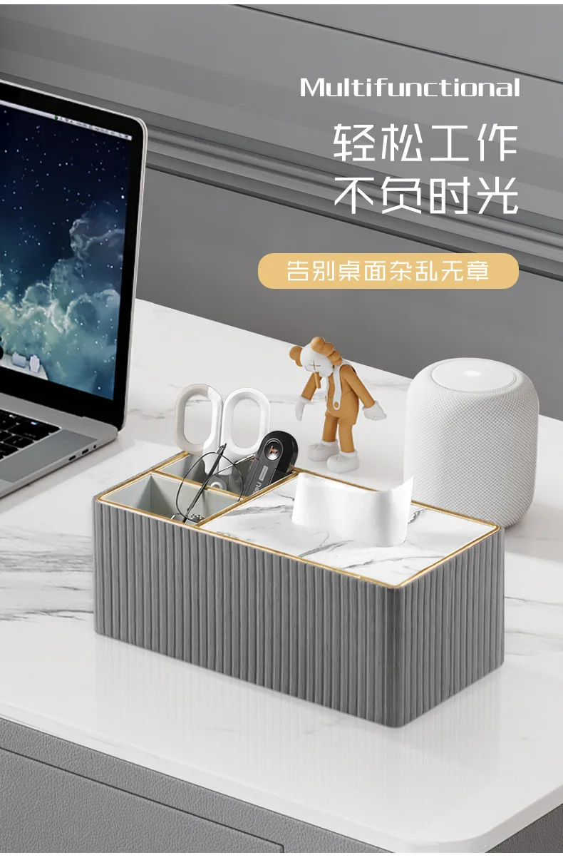 Description Picture 4 of itemLuxury Fashion Tissue Box Napkin Holder Hotel Restaurant Home Decorative Leather Tissue Box Napkin Pu Leather Marble Tissue Box