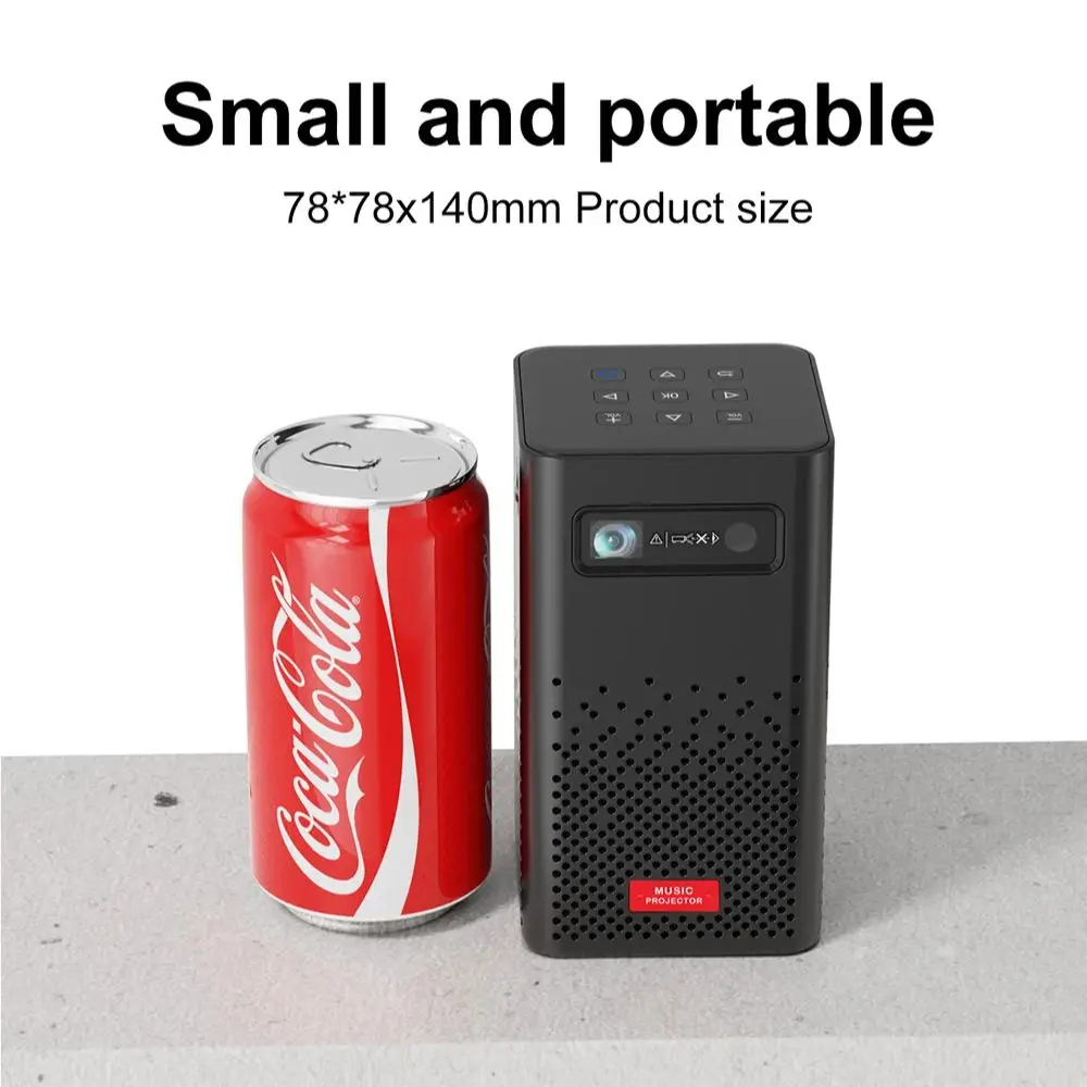 Portable projector Mini 4K 3D DLP Projector Android9.0 5G Wifi BT iphone Android mobile Mirror build battery Speaker