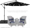 10ft Solar LED Offset Hanging Market Patio Umbrella for Backyard, Poolside, Lawn and Garden w/Easy Tilt Adjustment, Polyester Sh 3