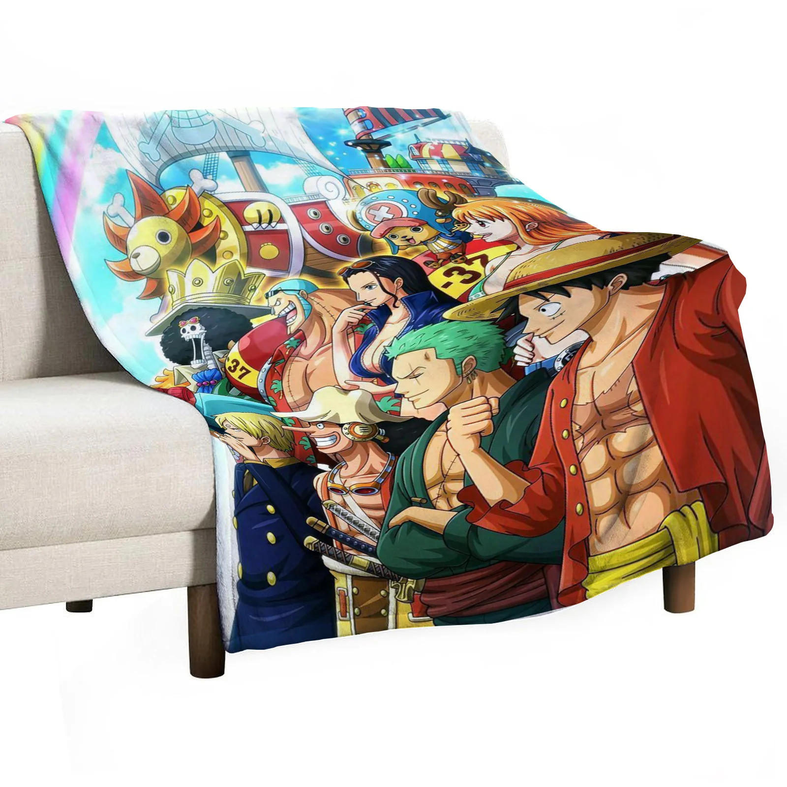 One Piece Anime HD Printed Flannel Thin Blanket.Four Season Blanket.for Sofa,bed,living Rooms,travel Picnic Blanket Gifts 3