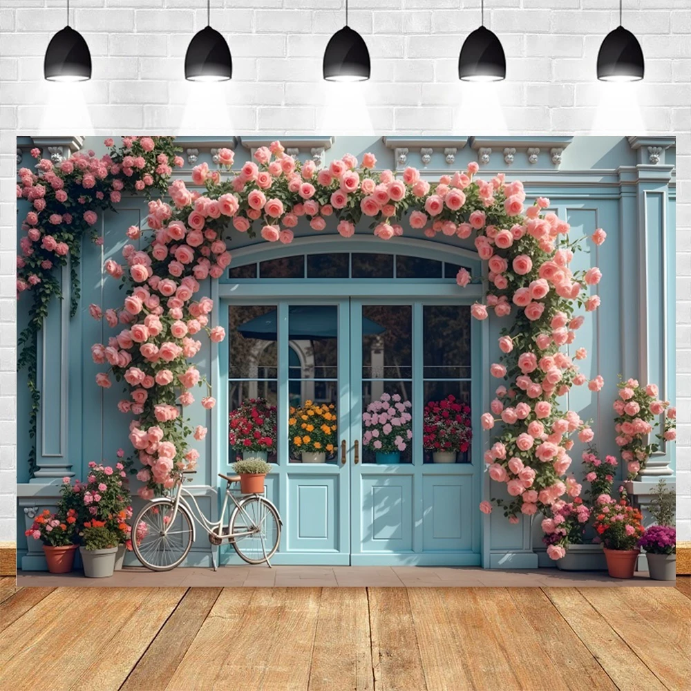 thumbnail image 2 of CHNYWORK 12x8ft Portugal Street Backdrop Europe Algarve Narrow Alley Village Town Blooming Spring Flowers Background European Travel Wedding Birthday Party Decor Portrait Photo Booth Studio Props 2 of 12