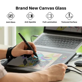 HUION Drawing Tablet with Screen, 13.3-inch Full-Laminated Art Tablet with Anti-Sparkle Canvas Glass, 99% sRGB 2