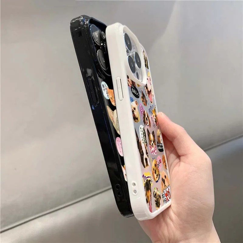 Korean Cute Cat Dog Clear Phone Case Cover