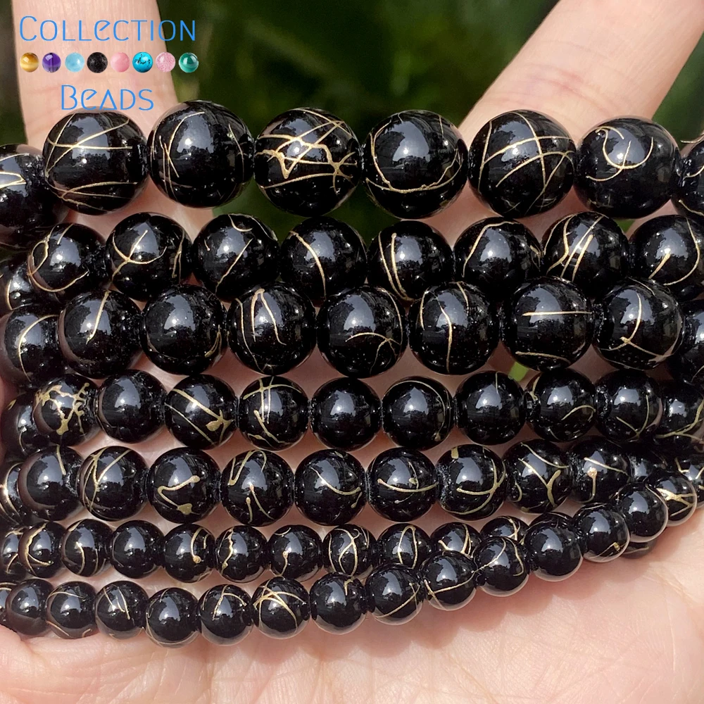 Natural Black Agate Stone Bead  Banded Black Agate Stone Beads - Natural  Black Stone - Aliexpress