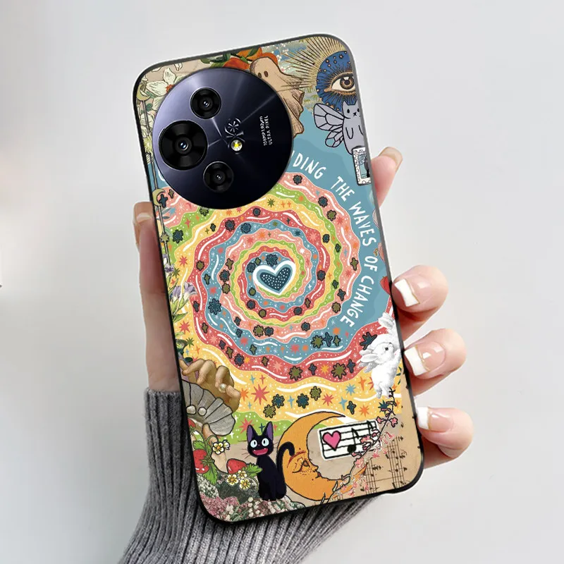 Aesthetic Cute Cat Astronaut Soft Silicone Black Protective Phone Case Cover