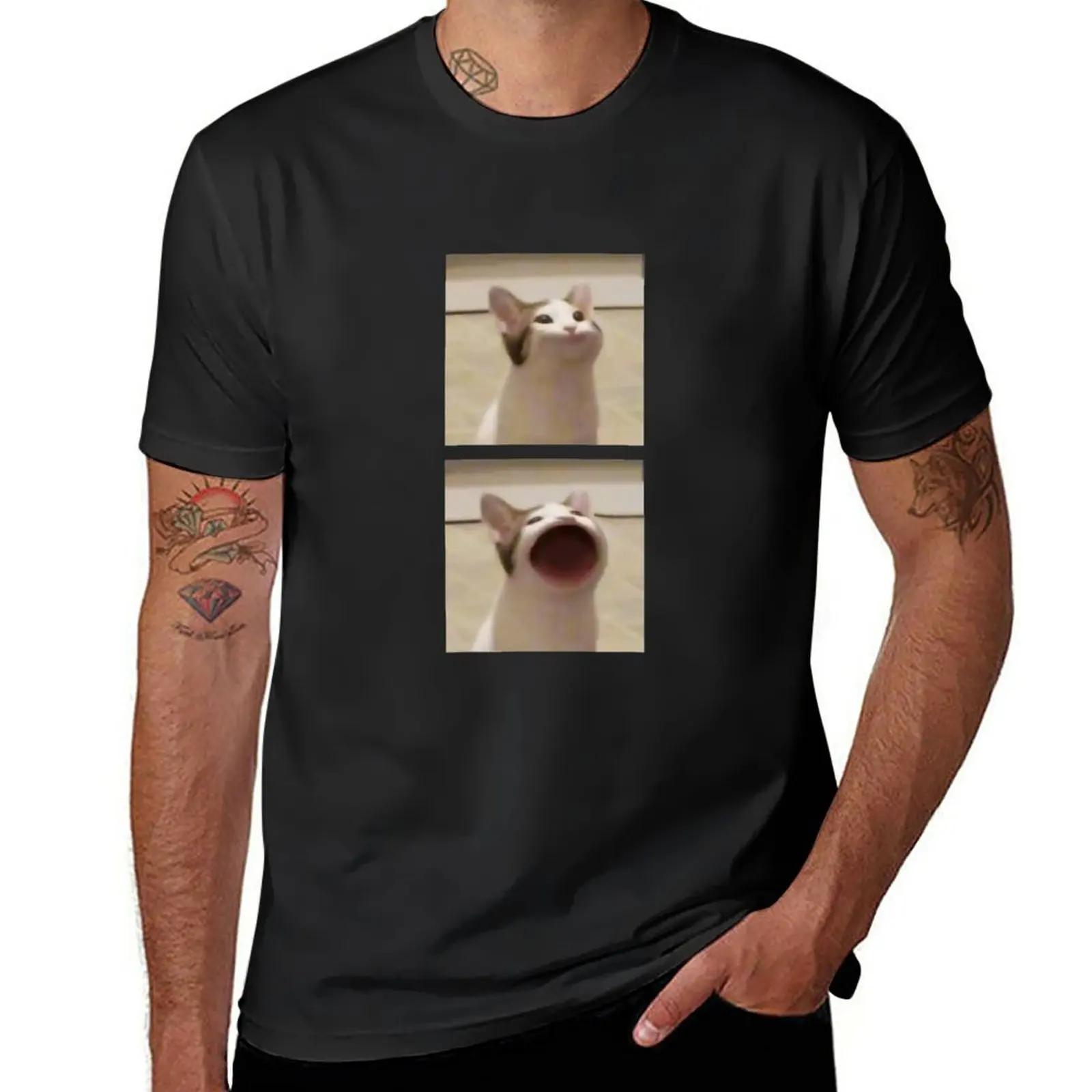 

New popping cat T-Shirt hippie clothes t shirt man custom t shirt mens vintage t shirts