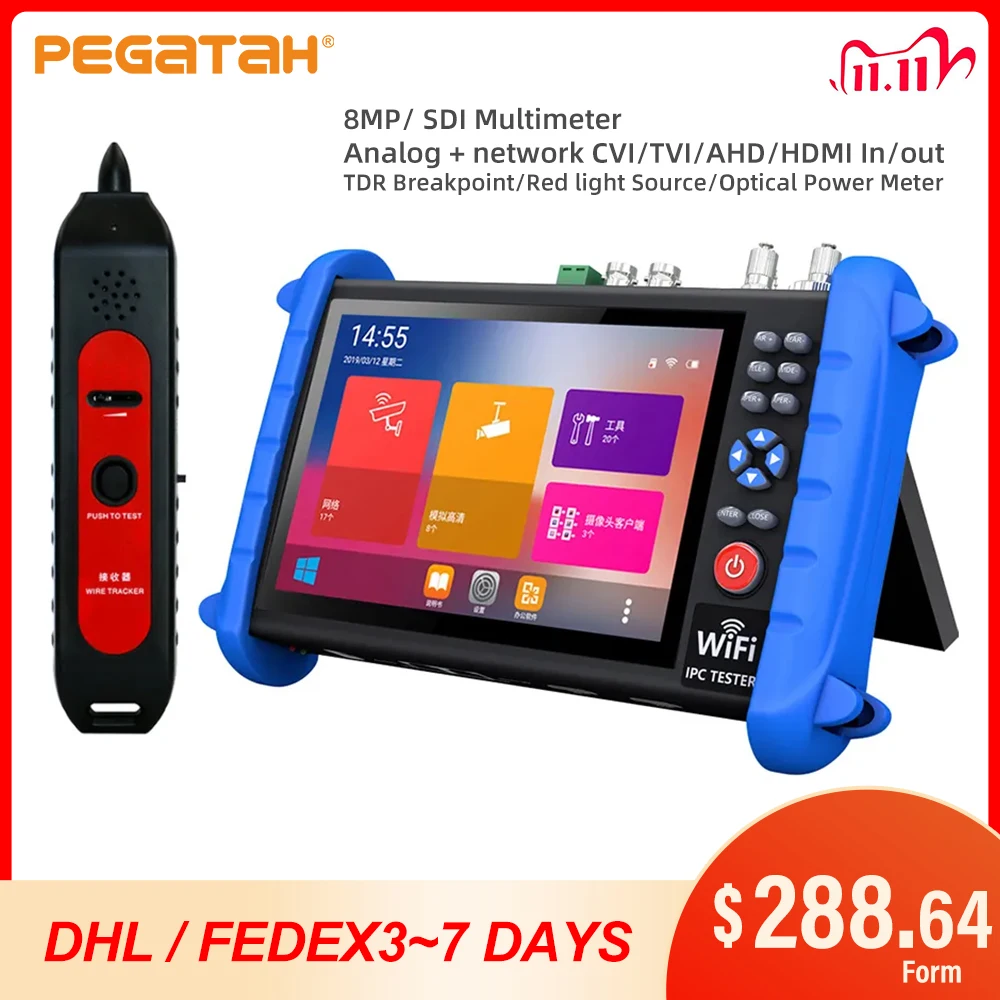 6K Ip Cctv Tester 7In 8Mp Ahd Cvi Tvi Tester Per Telecamera Analogica Monitor Cctv Con Ingresso Hdmi E Uscita Poe Rj45 Tester Per Tracciacavi