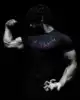 Breathedivinity Compression Shirt Short Sleeve tops Muscle GYM Fitness Mock Neck in Black Wolves Club Y2K 1