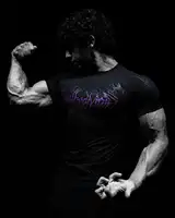 Breathedivinity Compression Shirt Short Sleeve tops Muscle GYM Fitness Mock Neck in Black Wolves Club Y2K 1