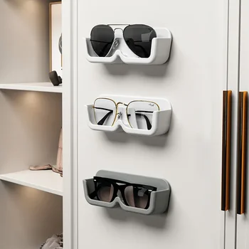 Vitrine en verre haut de gamme, boîte de rangement de lunettes, support de rangement mural perforé gratuit pour lunettes de soleil, rangement de lunettes de soleil pour la maison 1