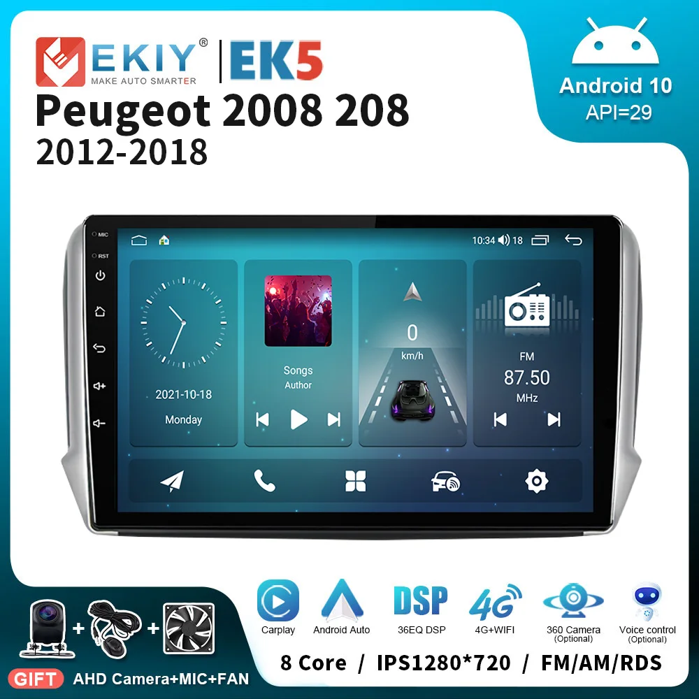 

EKIY EK5 Android Auto Radio For Peugeot 2008 208 Series 2012-2018 CarPlay Car Multimedia Video Player Stereo GPS Navigation DSP
