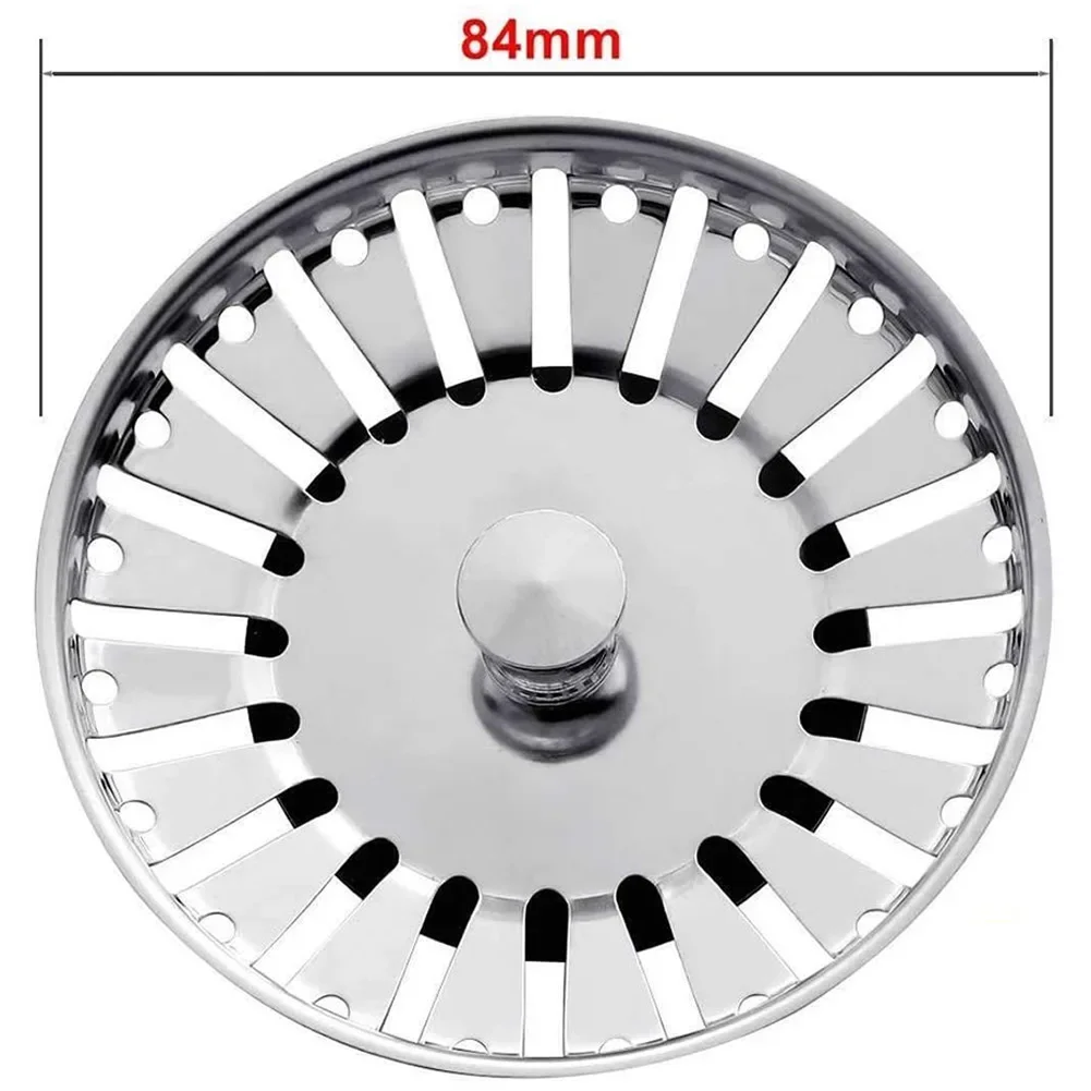 84mm Stainless Steel Strainer Stopper kitchen sink plug Water Basin Sink Drainer Strainer Leach Basket Waste Plug Stopper kitchen sink filter sink strainer sink filter kitchen sink strainer