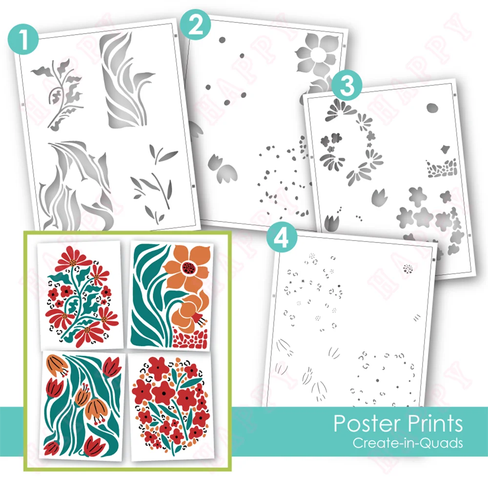 

Create in Quad-Poster Prints DIY Layering Stencils Graphics Painting Scrapbook Ornament Album Embossed Template Stencil New 2024