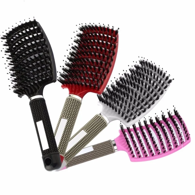 

Sdatter Hair Brush Scalp Massage Comb Hairbrush Bristle&Nylon Women Wet Curly Detangle Hair Brush for Salon Hairdressing Sty