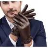 Winter Genuine Sheepskin Leather Gloves Men Warm velvet lined Full Finger Touchscreen Outdoor Cycling Driving Motorcycle Gloves