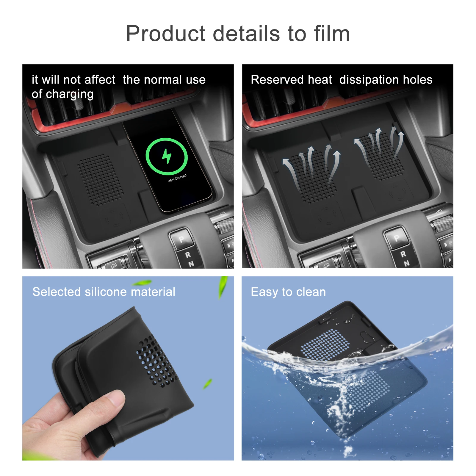 For BYD SHARK Wireless Charging Pad Car Pickup Accessories Auto Phone Non-slip Charger Mat Silicone Protective Pad wireless charging pad