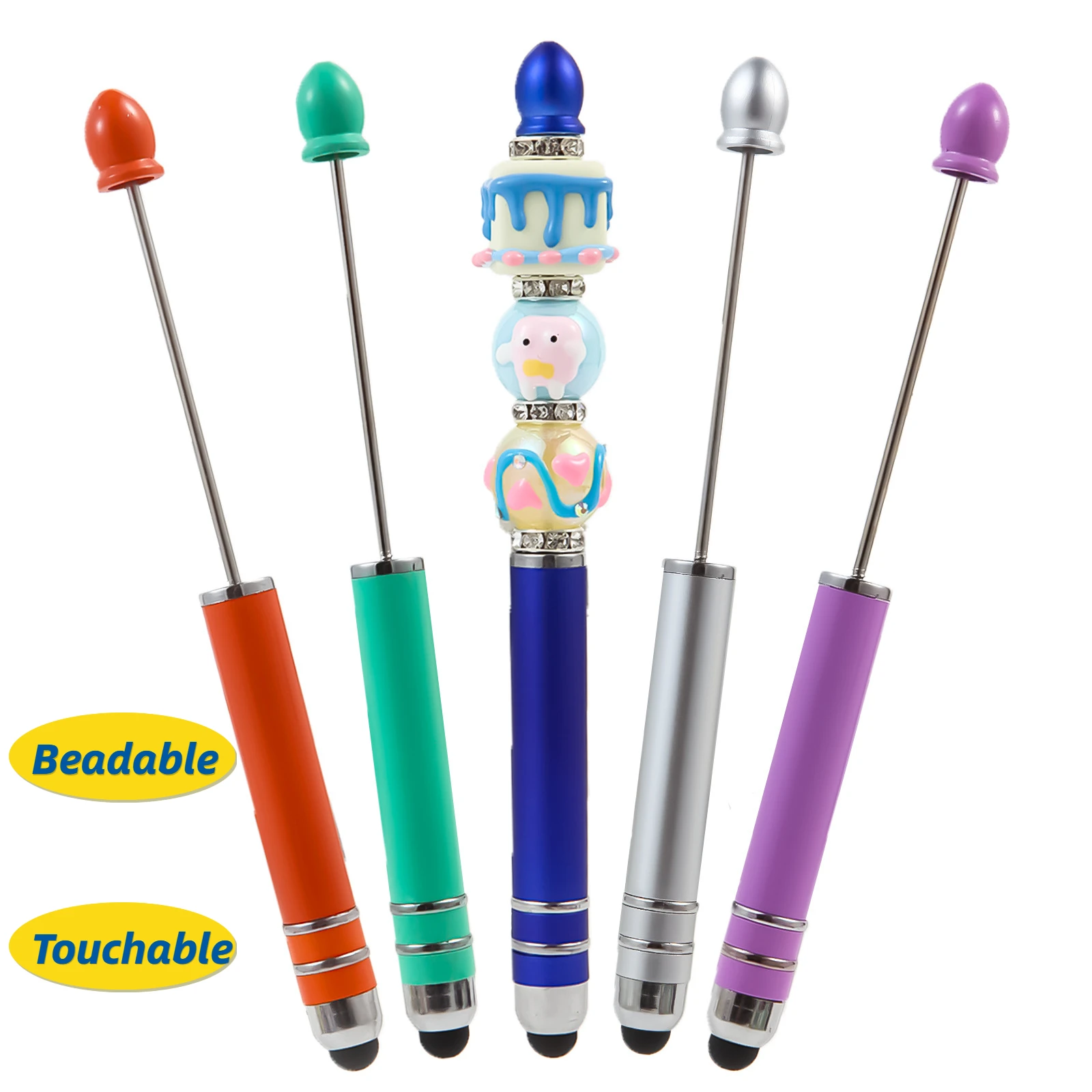 

10pcs DIY Touch-screen Beaded Pen Creative Gradient Cute Educational Beaded Multicolor Ballpoint Pen Beadable Pen Set