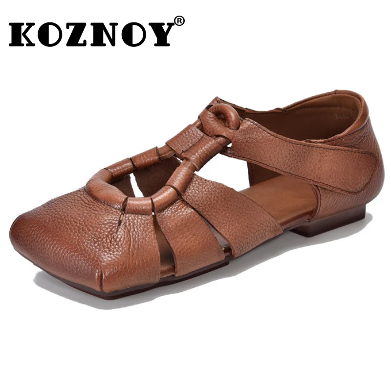koznoy-2cm-sandas-natural-genuine-leather-oxfords-women-boots-comfy-hollow-ankle-hook-flats-breathable-square-toe-summer-shoes