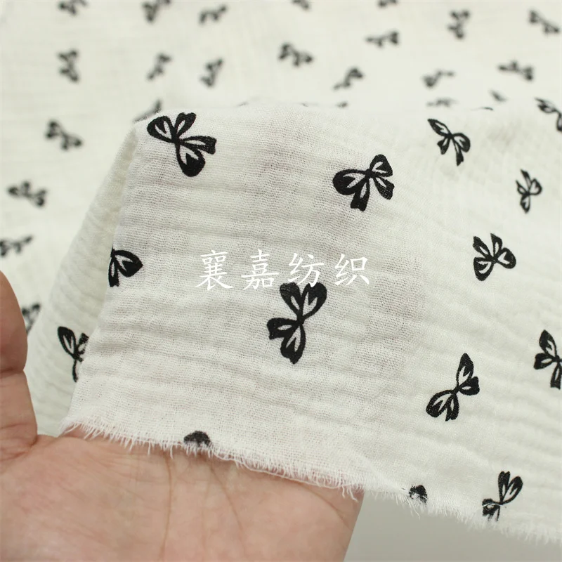 

100x135cm Double Layer Cotton Gauze Crepe Fabric for Make Pajamas Sleepwear Bow Printing Home Clothes DIY Sewing Cotton Fabrics