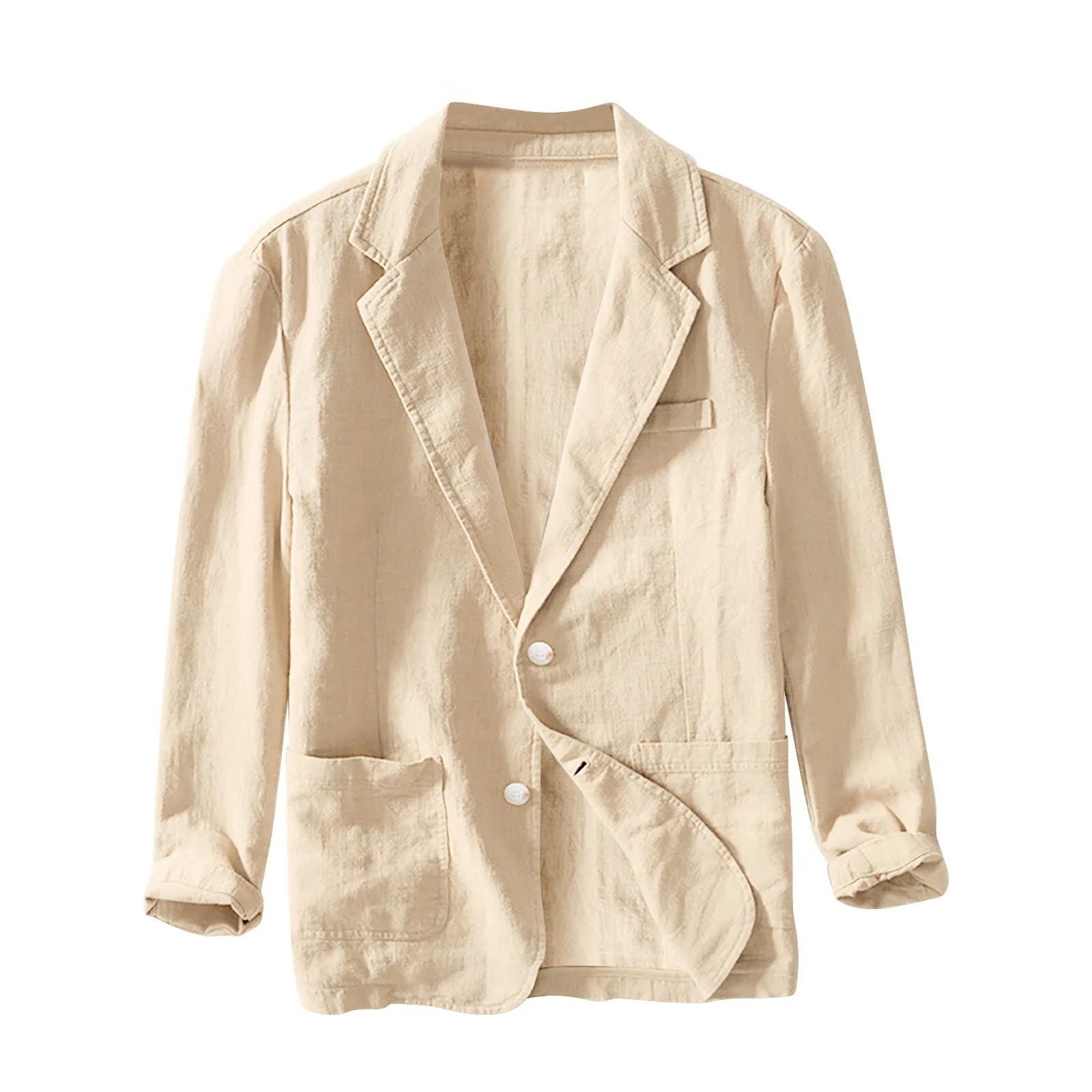 Spring New Casual Linen and Cotton Quality Safari Suits for Men Clothing Solid Color Blazers Men Jackets Oversize Blazers Men
