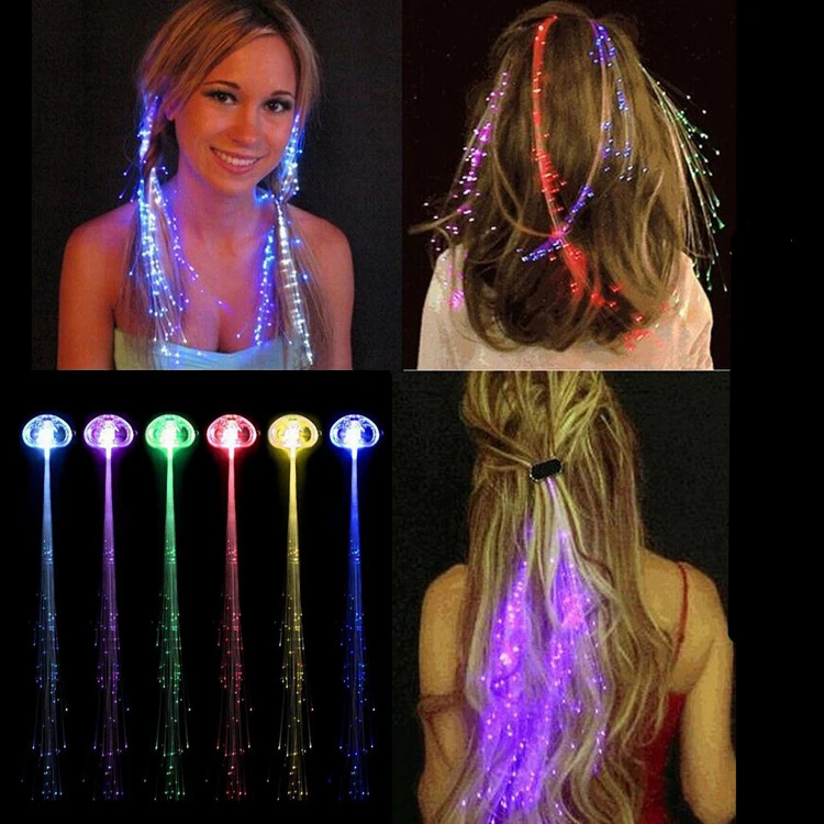 Description Picture 2 of item1pc Glowing Hair Braid Christmas Decorations LED Headband Party Hairlights Halloween Glowing Braid Clip Neon Birthday Glow Rave